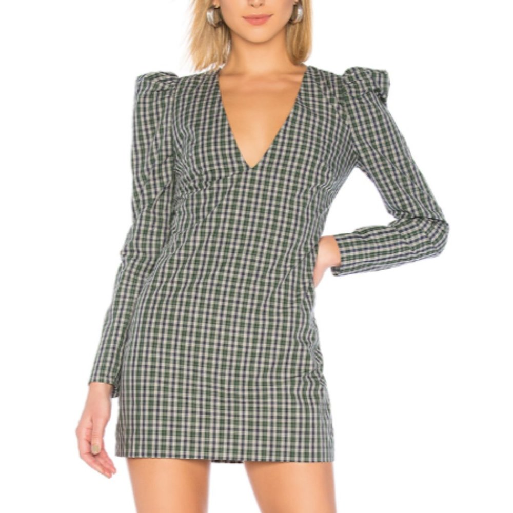 Lovers + Friends Reyes Dress Green Plaid